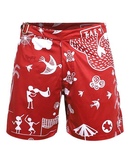 Rey&I Wari Brick art print men’s swim shorts