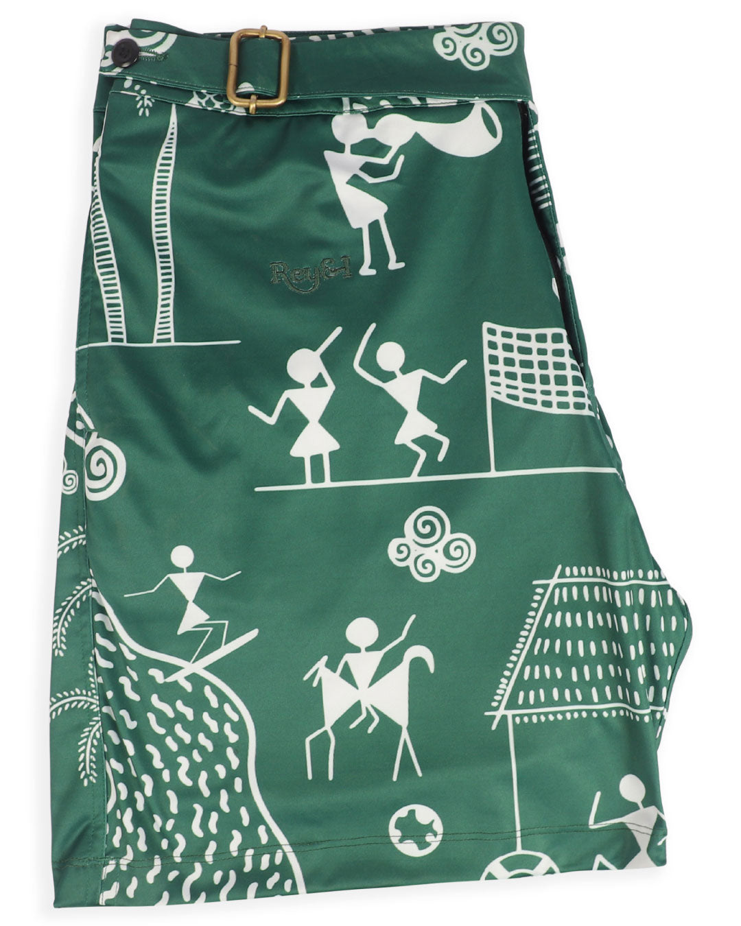 Rey&I Warli Meadow art print men’s swim shorts