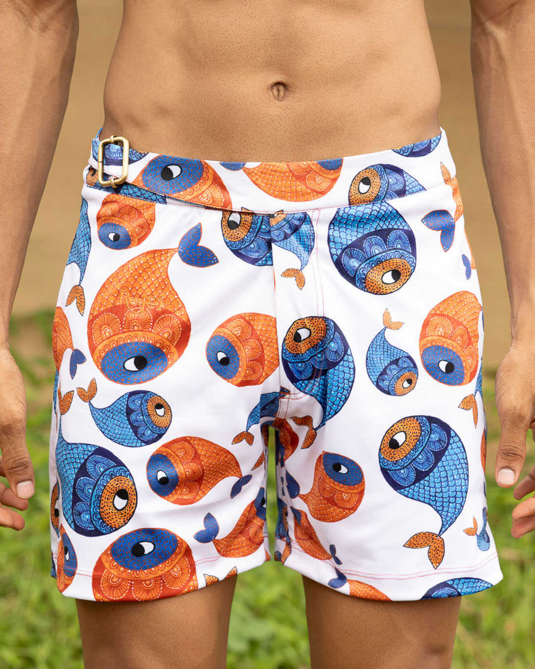 Rey&I Matsya ocean motif men’s swim shorts