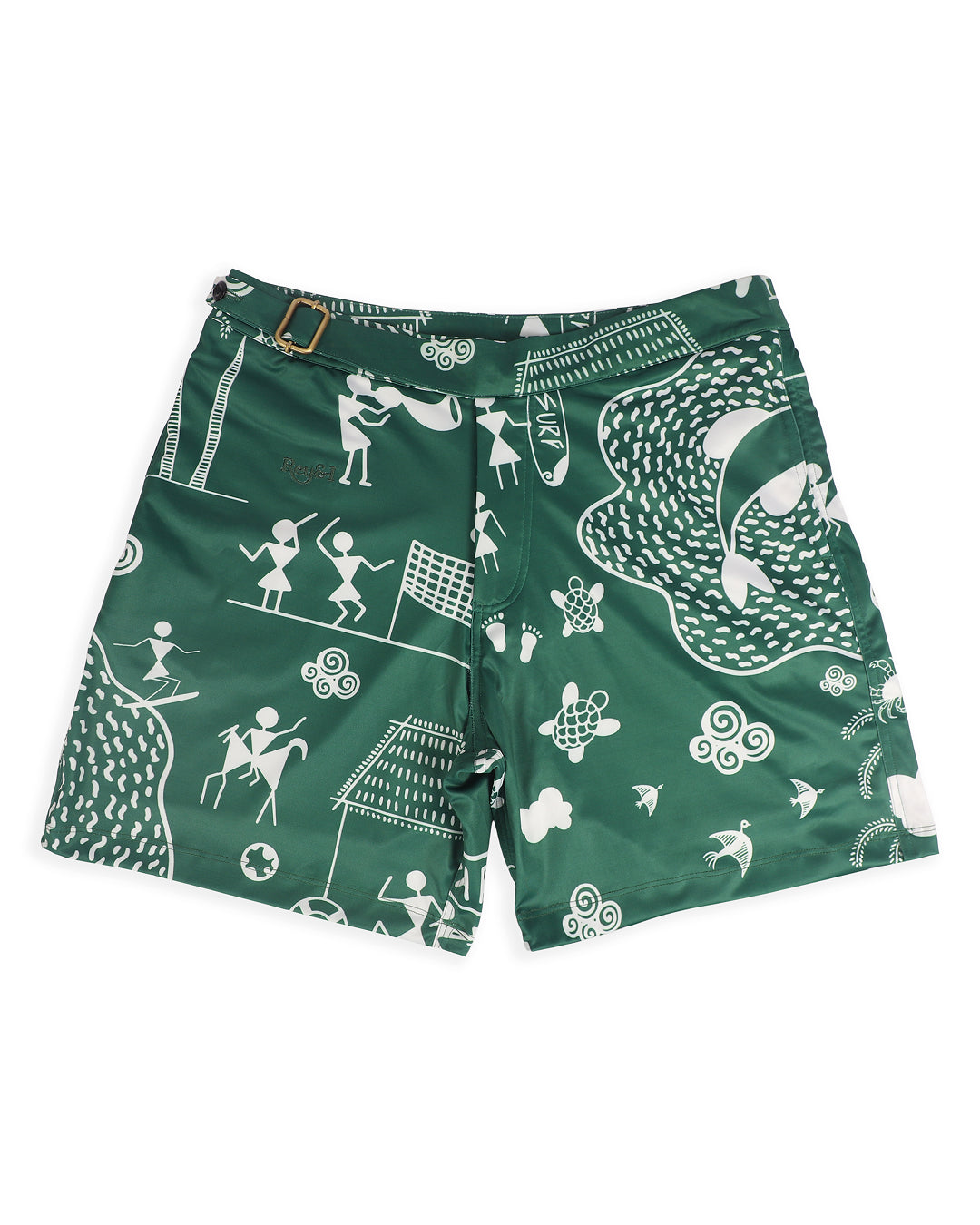 Rey&I Warli Meadow art print men’s swim shorts