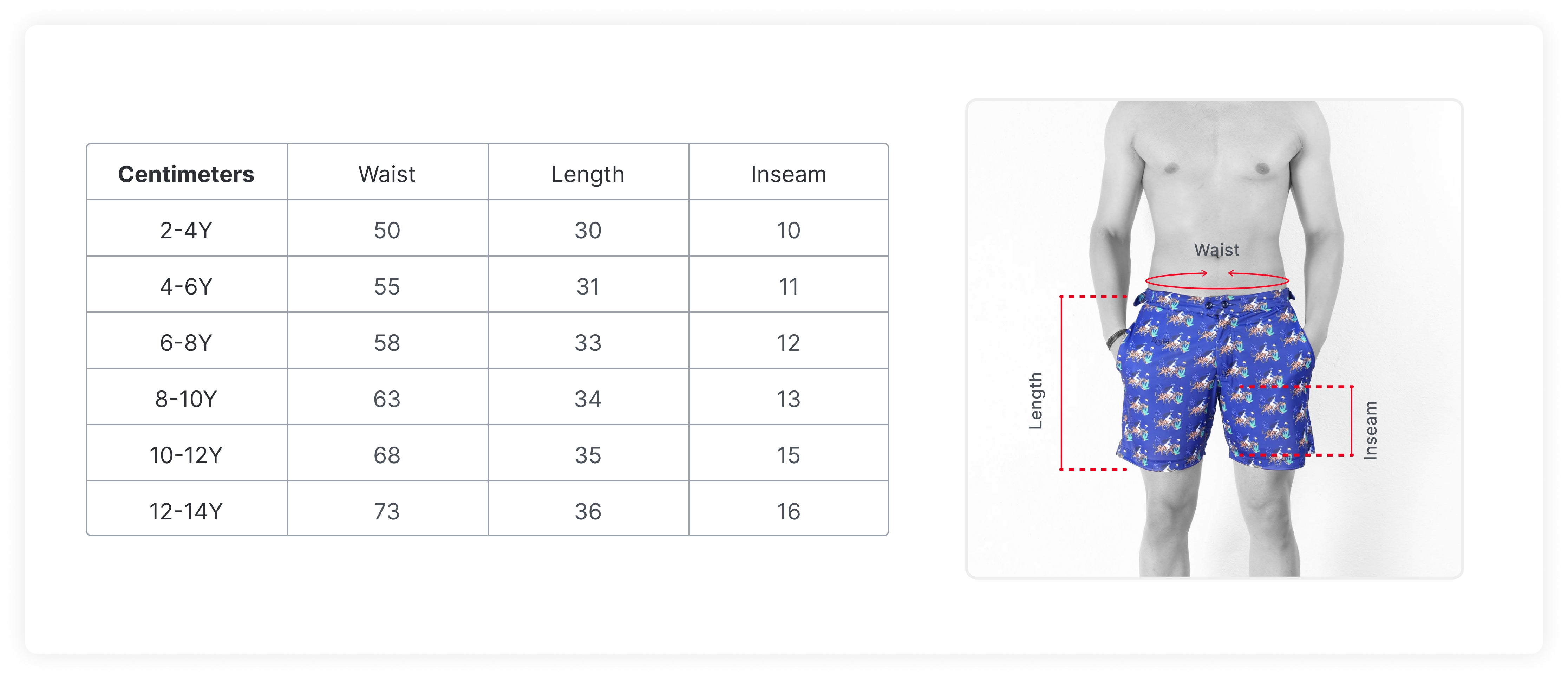 Size Guide in CM