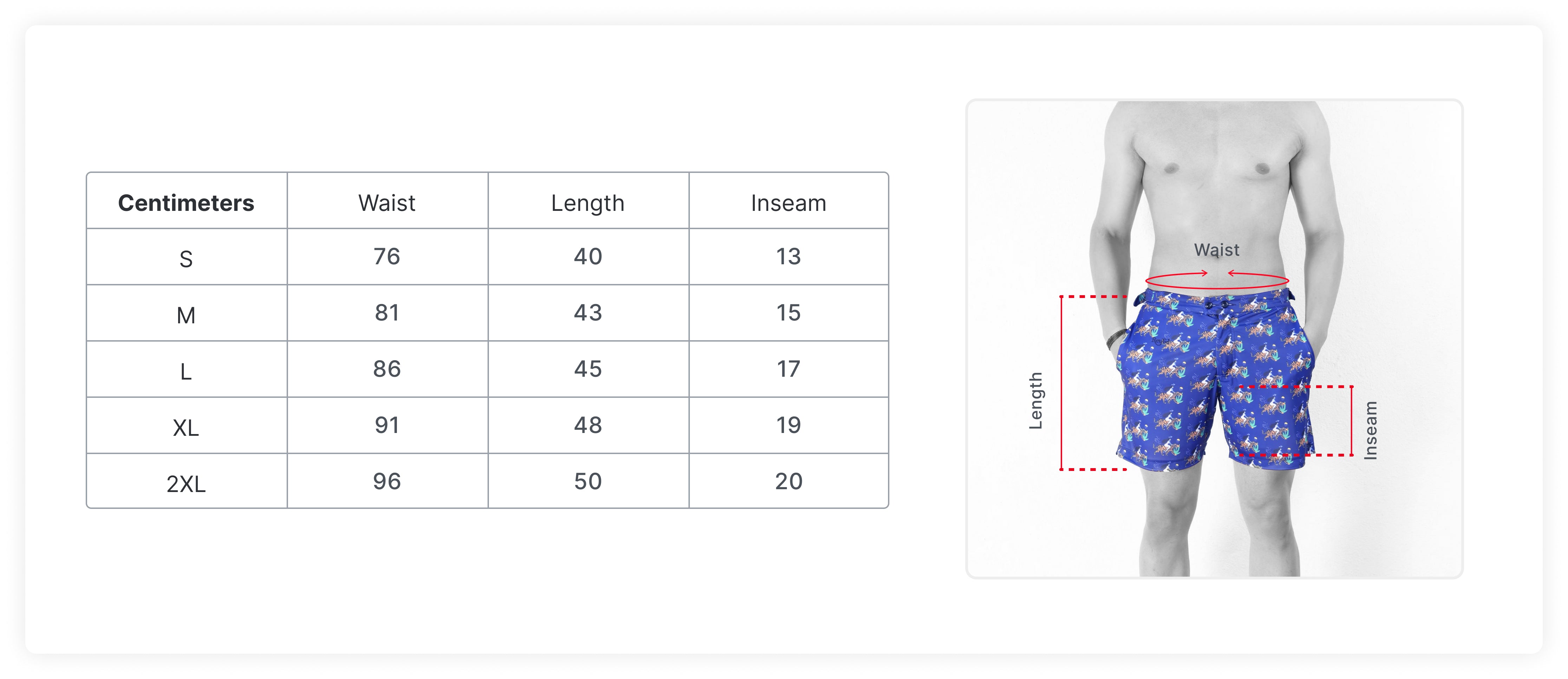 Size Guide in CM