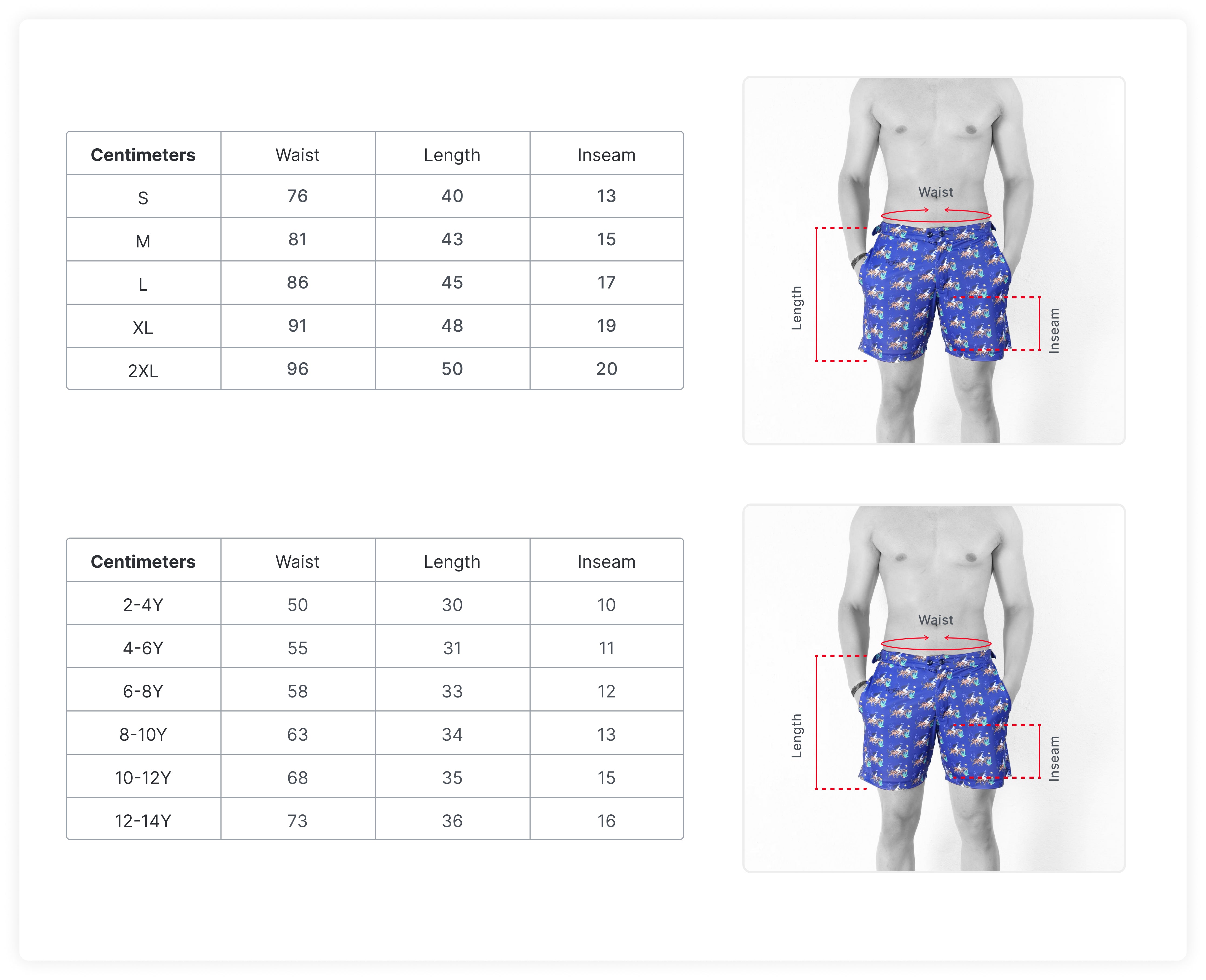 Size Guide in CM